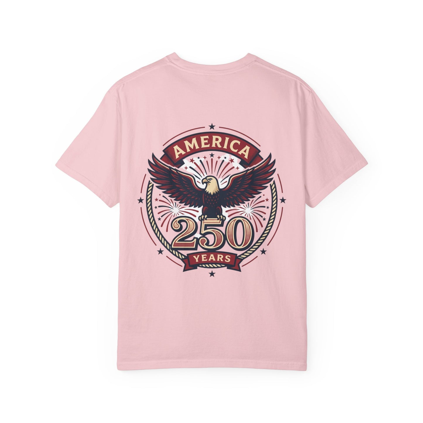 Light pink 250 years eagle crest T-shirt with circular star border