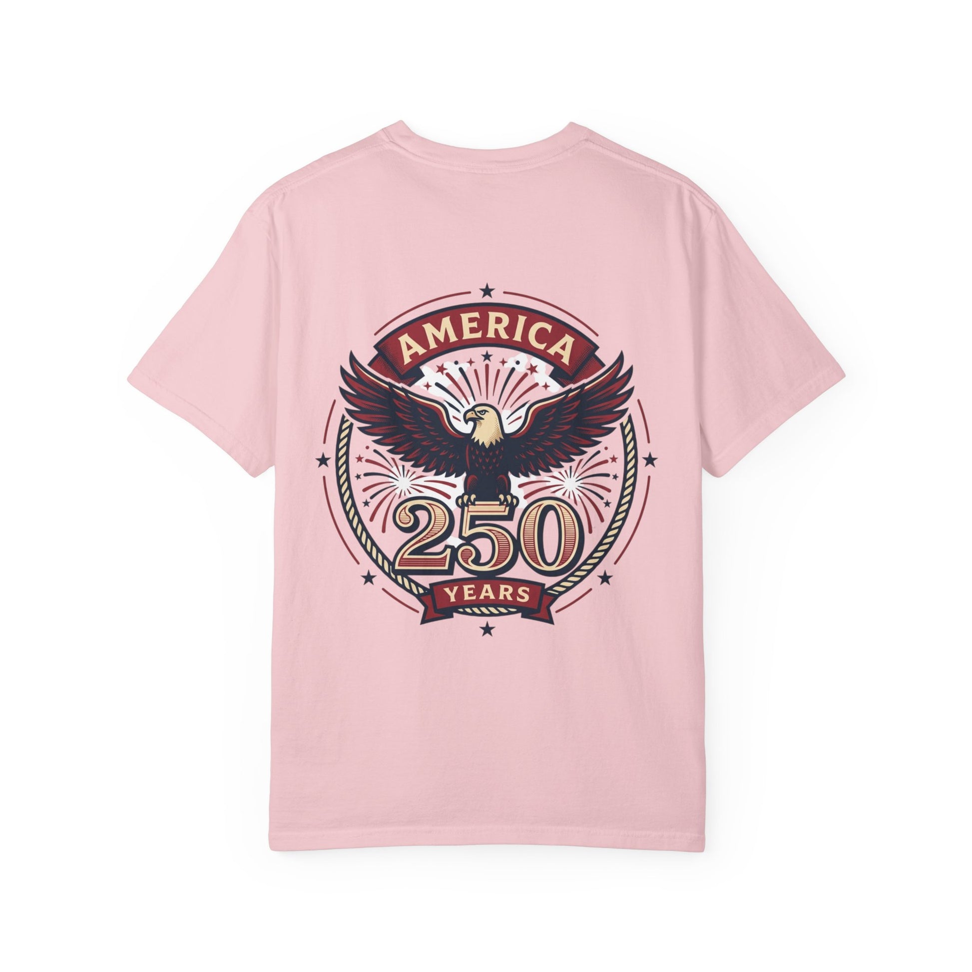 Light pink 250 years eagle crest T-shirt with circular star border