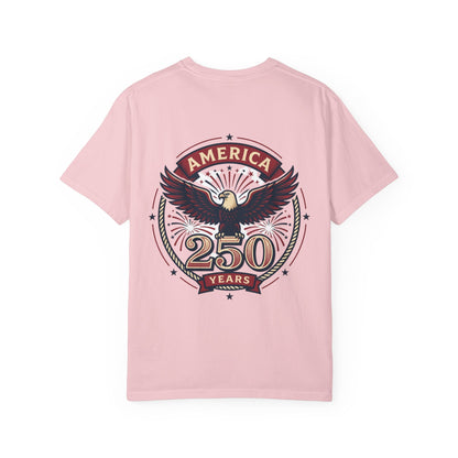 Light pink 250 years eagle crest T-shirt with circular star border