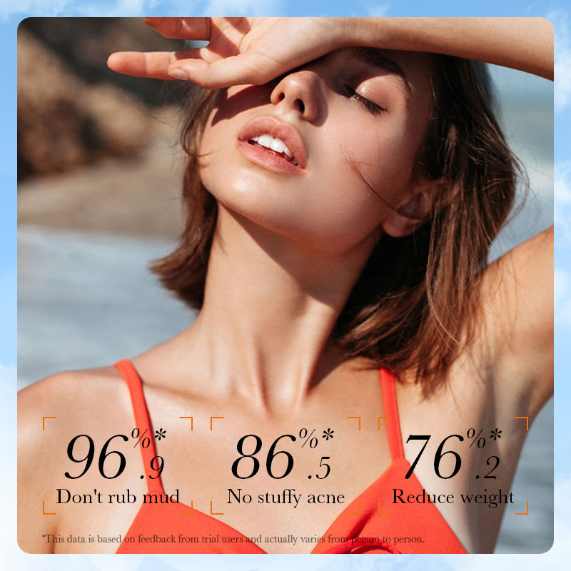 Woman applying sunscreen with hand on face and neck area