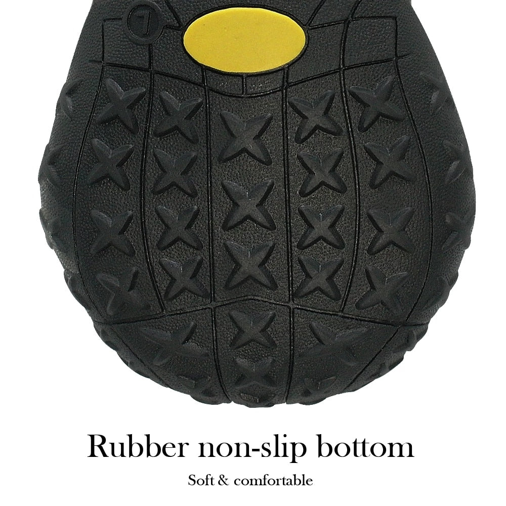 Waterproof dog boot outsole with textured anti-slip tread and star pattern