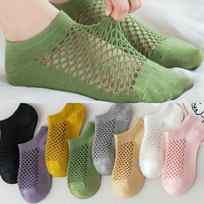 8Pairs Summer Thin No-Show Mesh Socks, Hollow Out Socks, Ankle Athletic Socks, Low Cut Breathable Running Sports Socks - Renee Lane Company