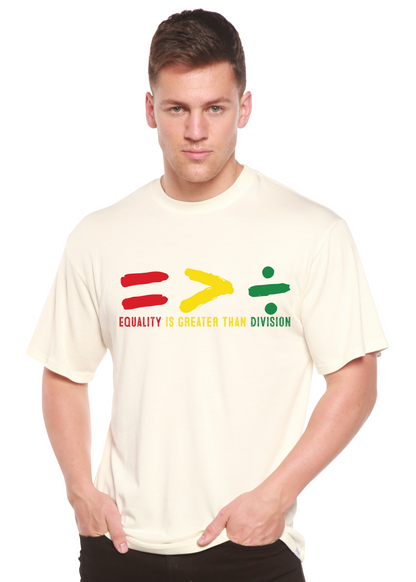 Unisex off-white graphic t-shirt with multicolor Equality slogan and symbol print on chest