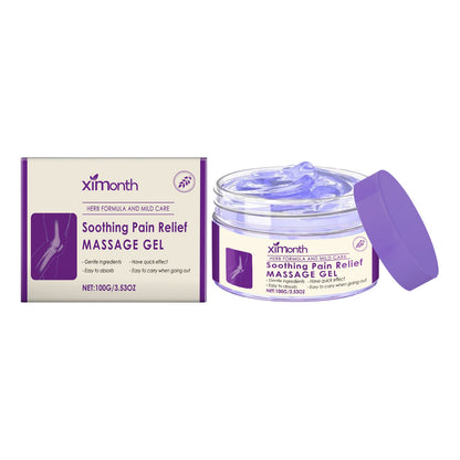 ximonth soothing pain relief massage gel jar with purple-lid box