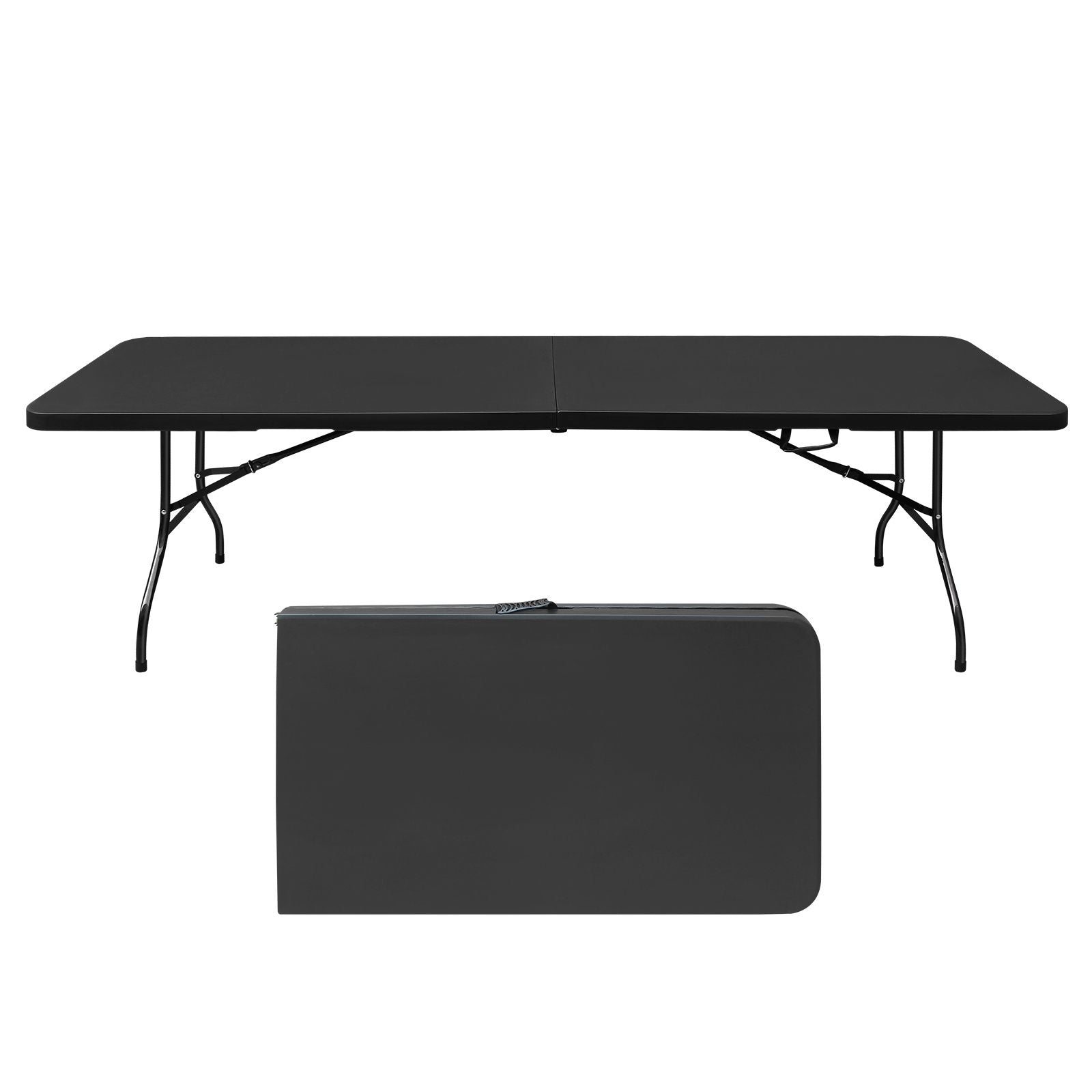 8ft Folding Table, Portable Plastic Table for Camping, Picnics, Parties, High Load Bearing Foldable Table Black - Renee Lane Company
