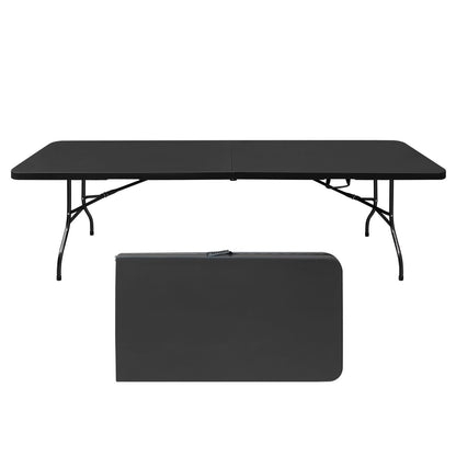 8ft Folding Table, Portable Plastic Table for Camping, Picnics, Parties, High Load Bearing Foldable Table Black - Renee Lane Company