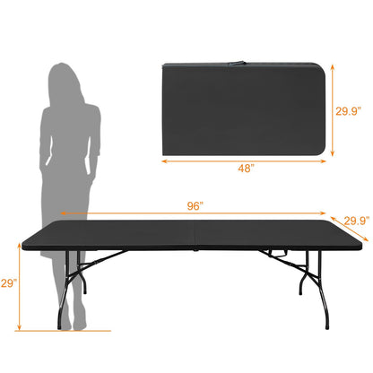 8ft Folding Table, Portable Plastic Table for Camping, Picnics, Parties, High Load Bearing Foldable Table Black - Renee Lane Company