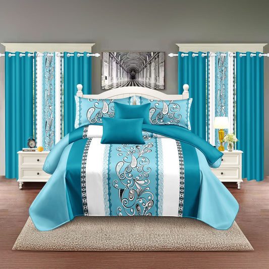 9 Piece in a Bag Thick Touch Bed Cover Curtain Set, Upgraded Luxury Bedspread Set, Bamboo microfiber All Season Bedding-Set For Home, RV Beding, Boys And Girls Gifts With Gift Bag - Renee Lane Company