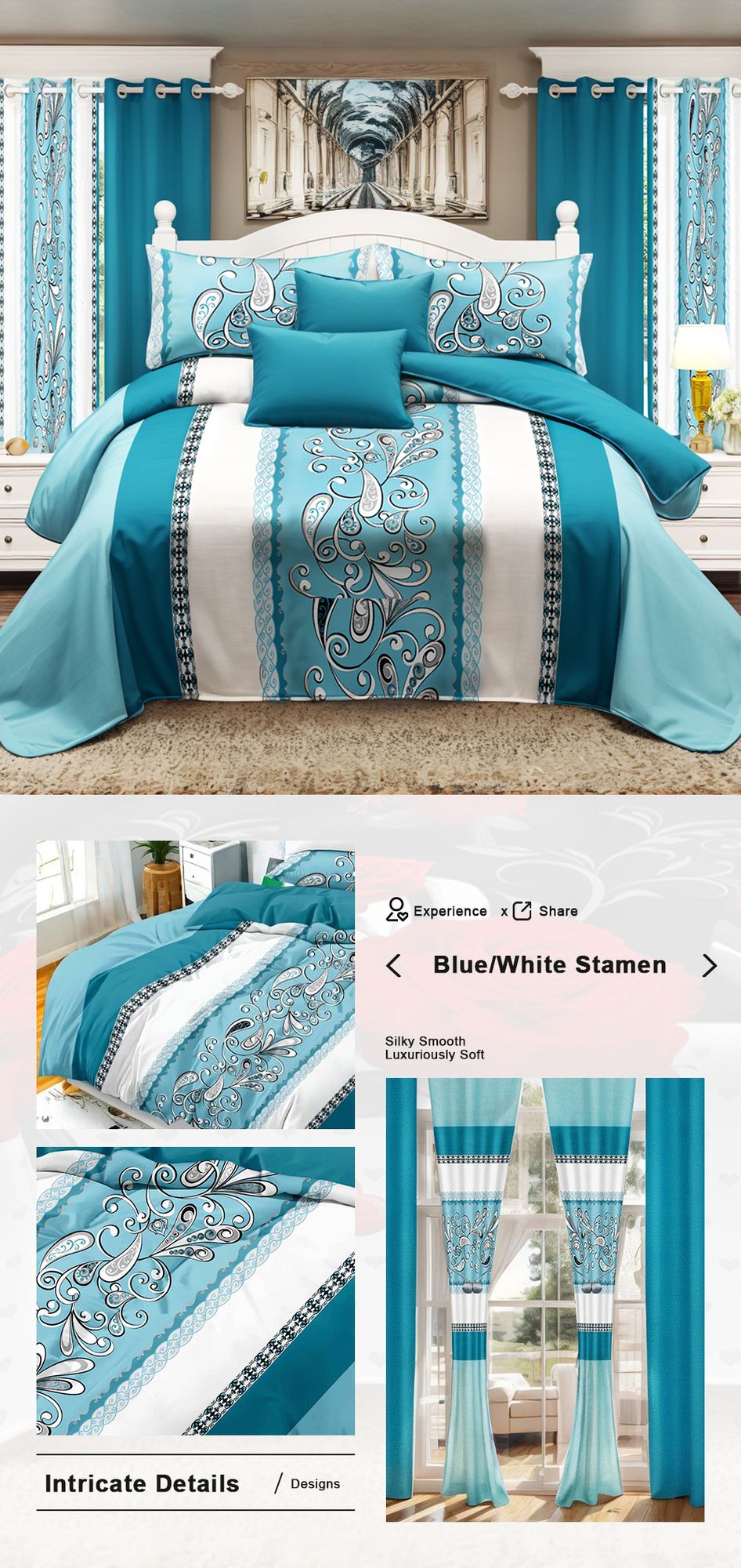 9 Piece in a Bag Thick Touch Bed Cover Curtain Set, Upgraded Luxury Bedspread Set, Bamboo microfiber All Season Bedding-Set For Home, RV Beding, Boys And Girls Gifts With Gift Bag - Renee Lane Company