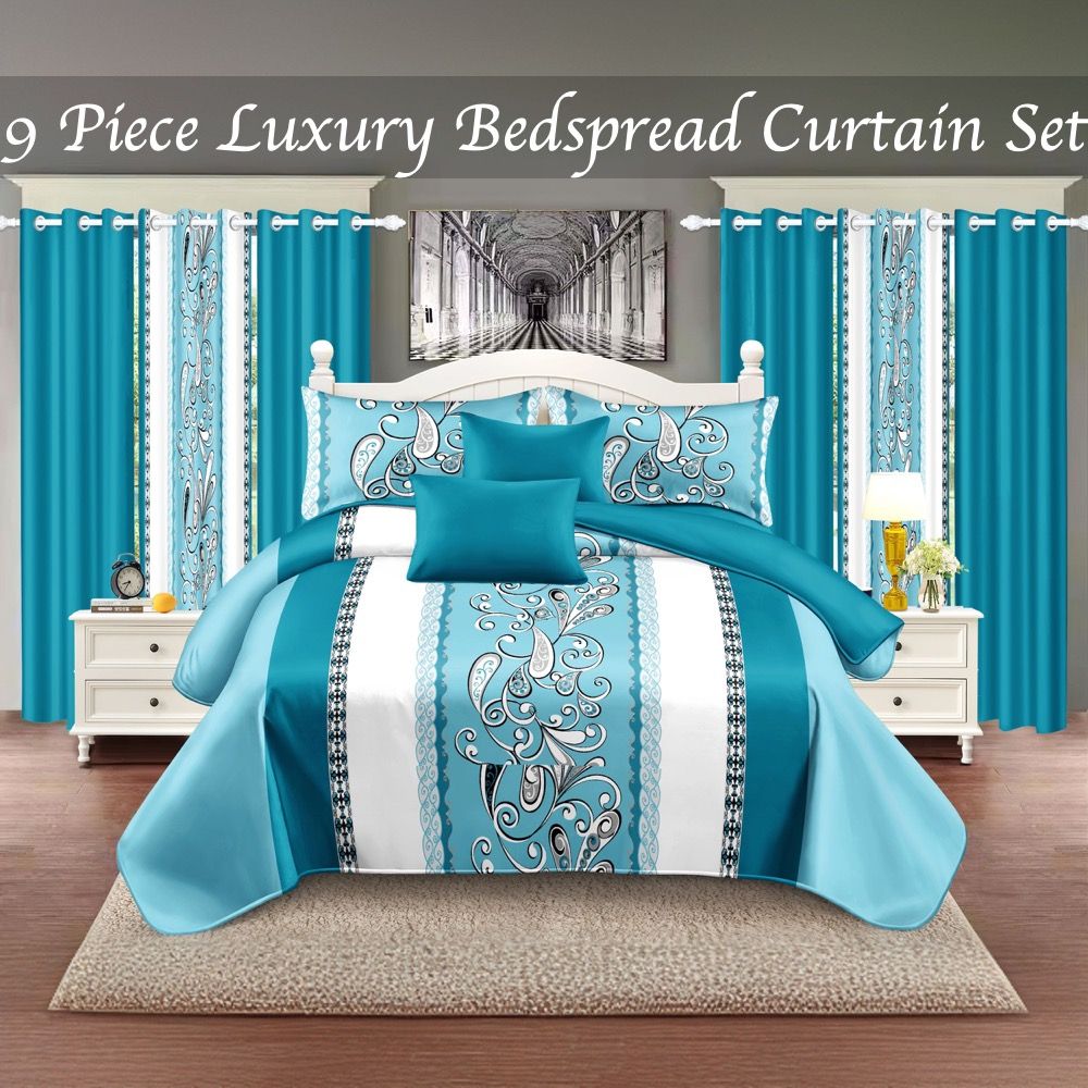 9 Piece in a Bag Thick Touch Bed Cover Curtain Set, Upgraded Luxury Bedspread Set, Bamboo microfiber All Season Bedding-Set For Home, RV Beding, Boys And Girls Gifts With Gift Bag - Renee Lane Company