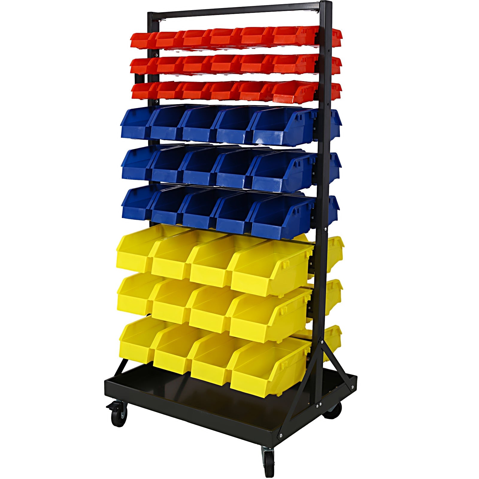 90 Parts Bin Shelving Storage Organizer with Locking Wheels for Shop Garage and Home - Renee Lane Company