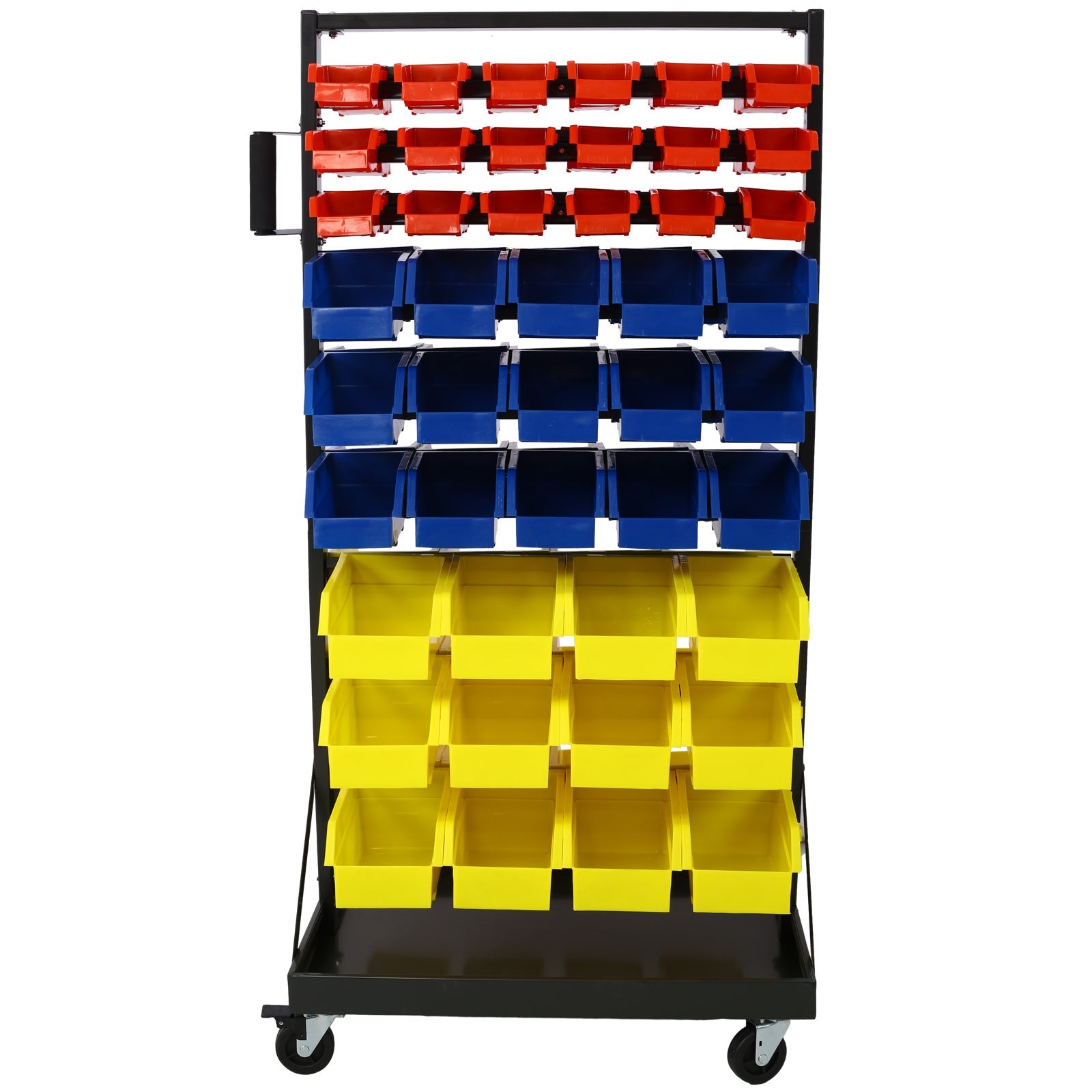 90 Parts Bin Shelving Storage Organizer with Locking Wheels for Shop Garage and Home - Renee Lane Company