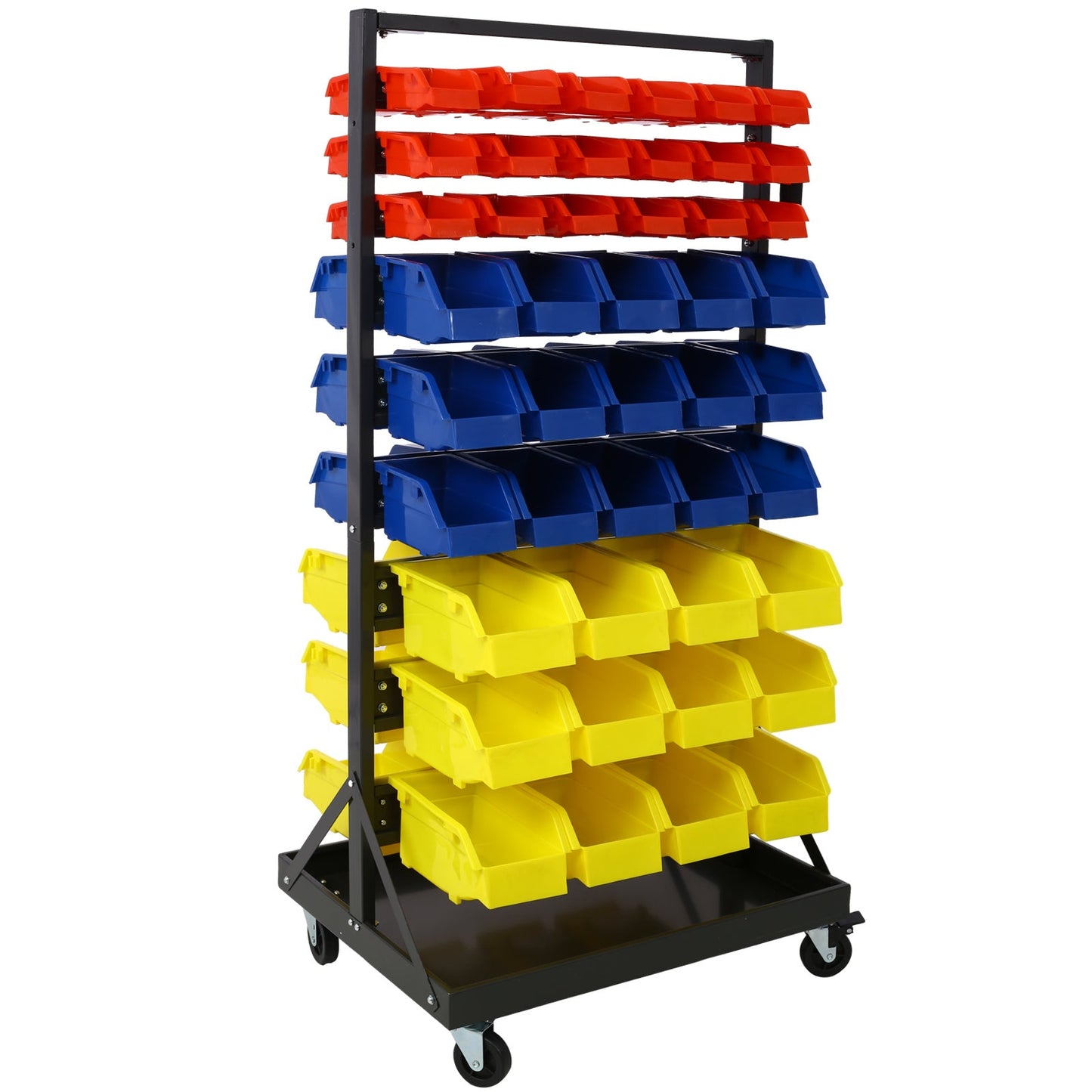 90 Parts Bin Shelving Storage Organizer with Locking Wheels for Shop Garage and Home - Renee Lane Company
