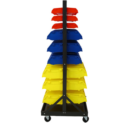 90 Parts Bin Shelving Storage Organizer with Locking Wheels for Shop Garage and Home - Renee Lane Company
