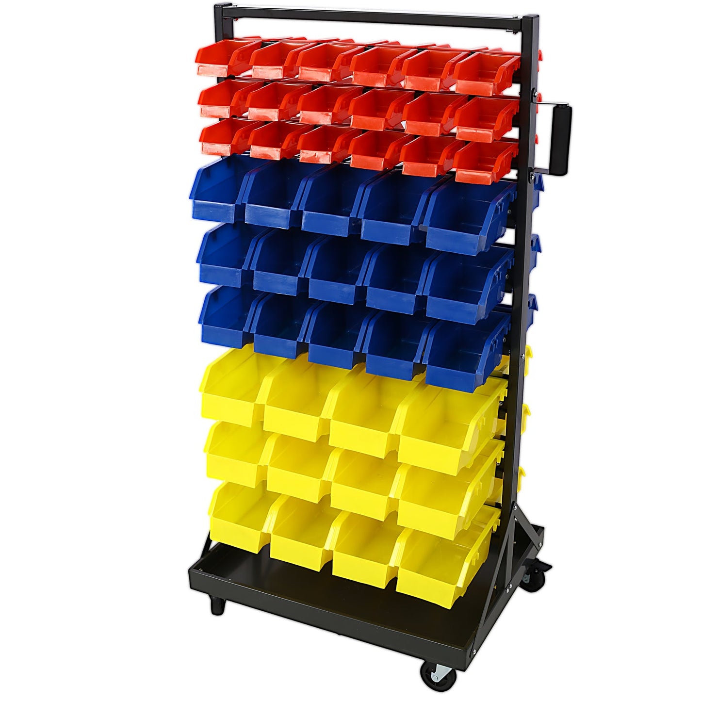 90 Parts Bin Shelving Storage Organizer with Locking Wheels for Shop Garage and Home - Renee Lane Company