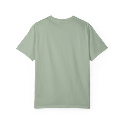 Sage green T-shirt, plain crew neck with short sleeves