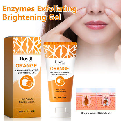 Hoygi orange exfoliating brightening gel tube with cap and product box, 50 g