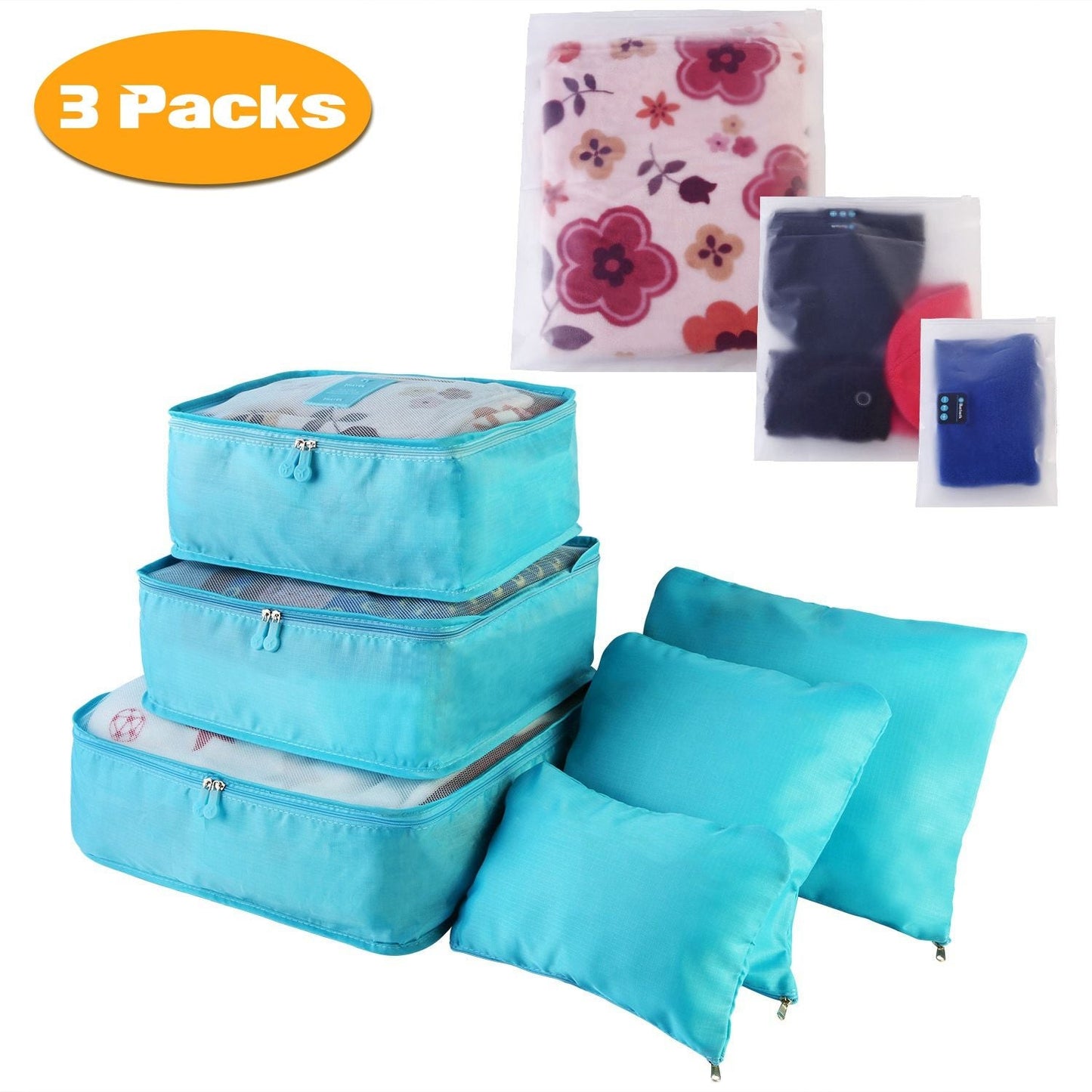 9Pcs/Set Clothes Storage Bags Water-Resistant Travel Luggage Organizer Clothing Packing Cubes for Blouse Hosiery Stocking Underwear - Renee Lane Company