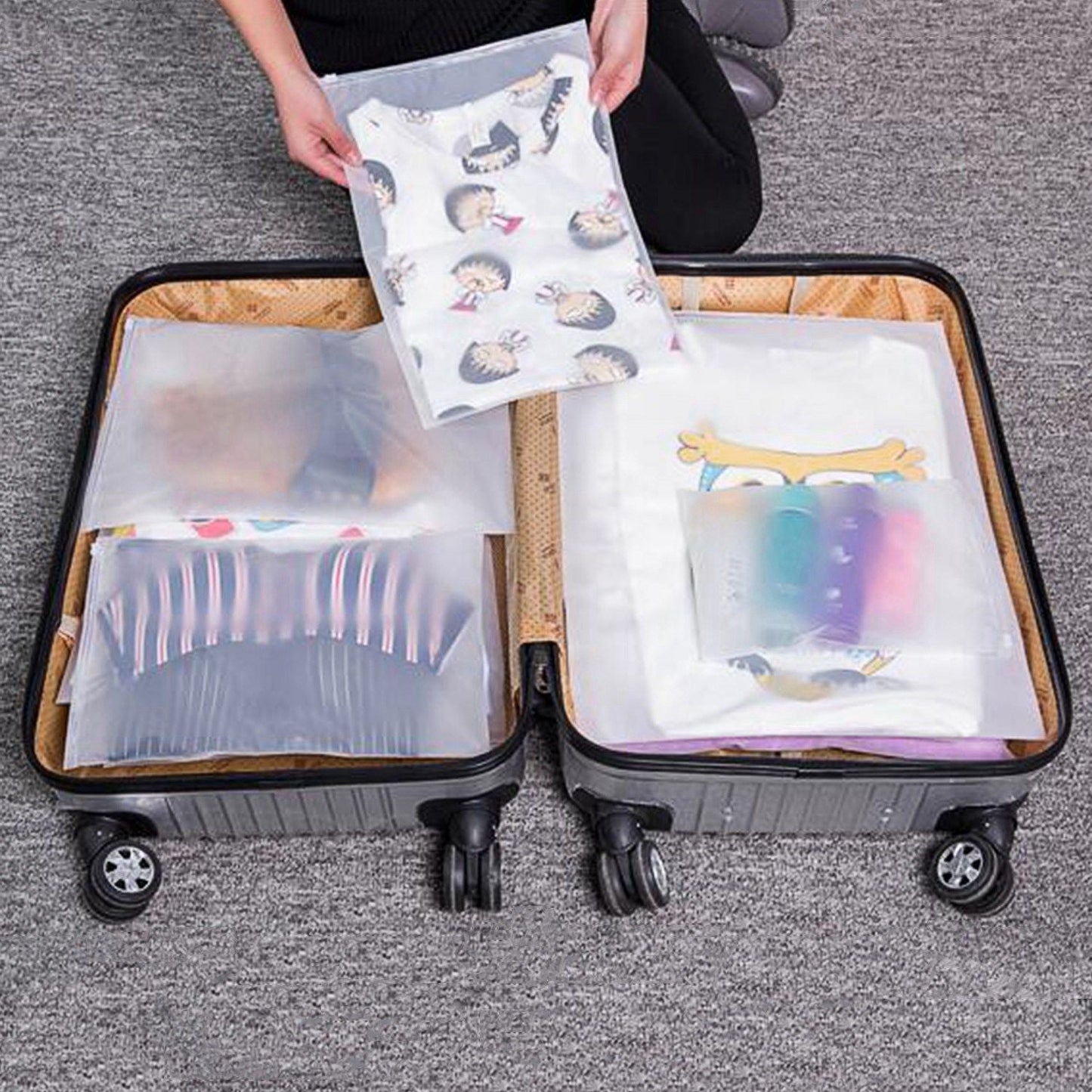 9Pcs/Set Clothes Storage Bags Water-Resistant Travel Luggage Organizer Clothing Packing Cubes for Blouse Hosiery Stocking Underwear - Renee Lane Company