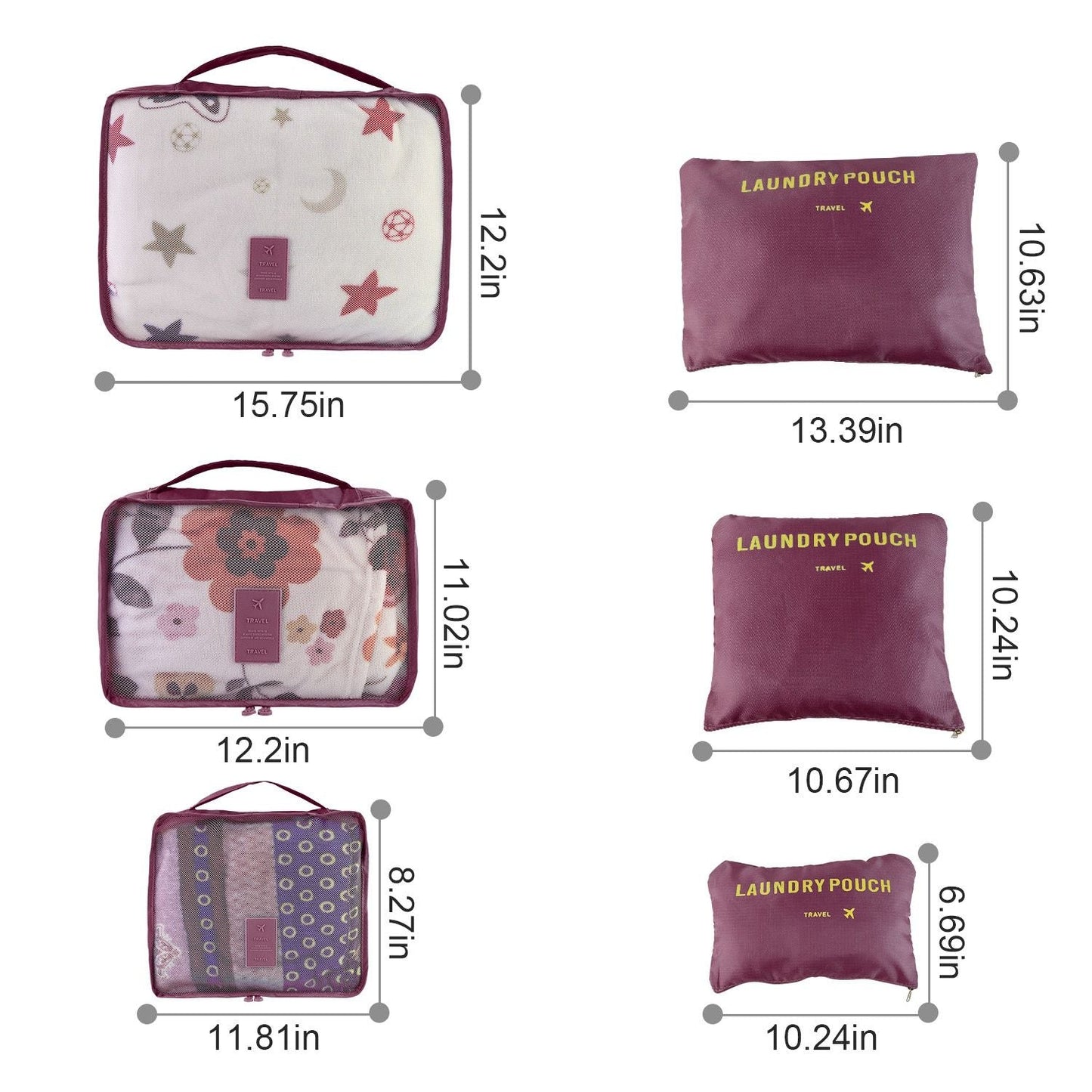 9Pcs/Set Clothes Storage Bags Water-Resistant Travel Luggage Organizer Clothing Packing Cubes for Blouse Hosiery Stocking Underwear - Renee Lane Company