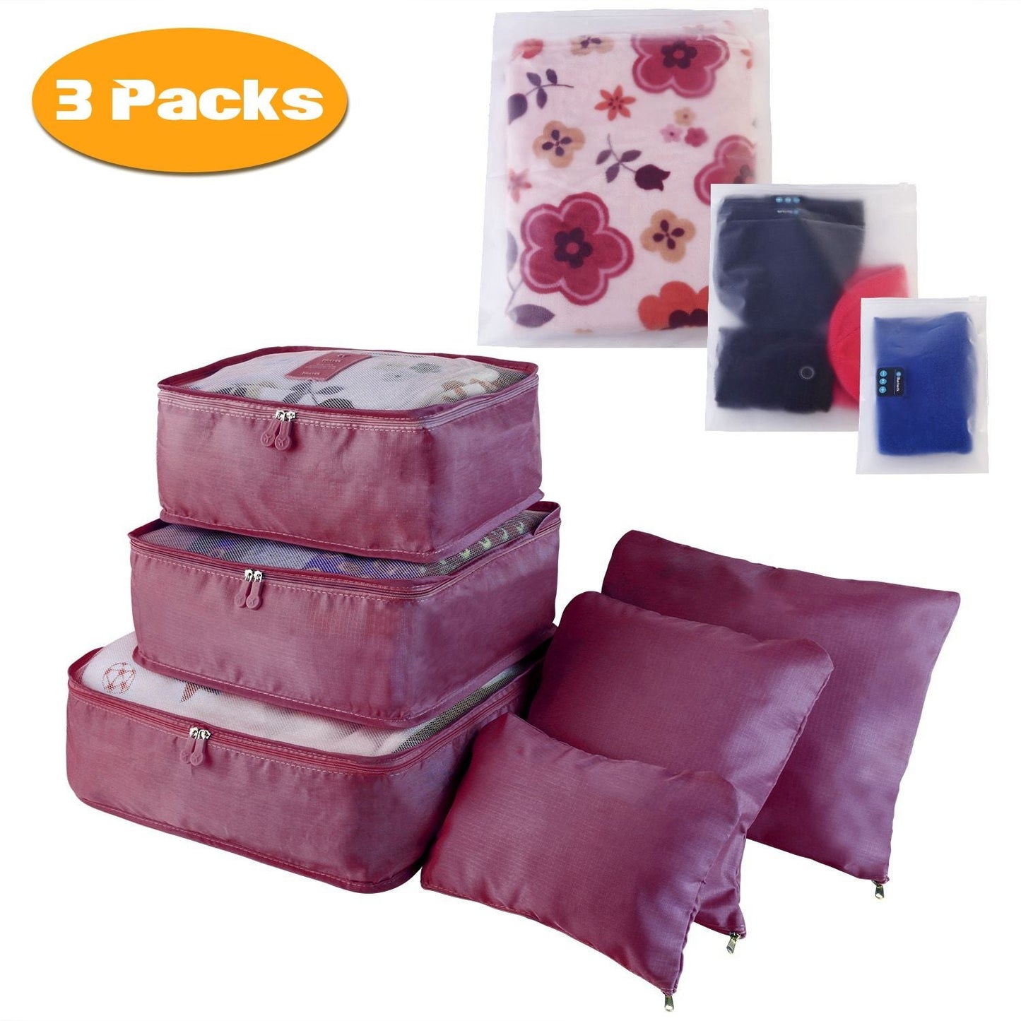 9Pcs/Set Clothes Storage Bags Water-Resistant Travel Luggage Organizer Clothing Packing Cubes for Blouse Hosiery Stocking Underwear - Renee Lane Company