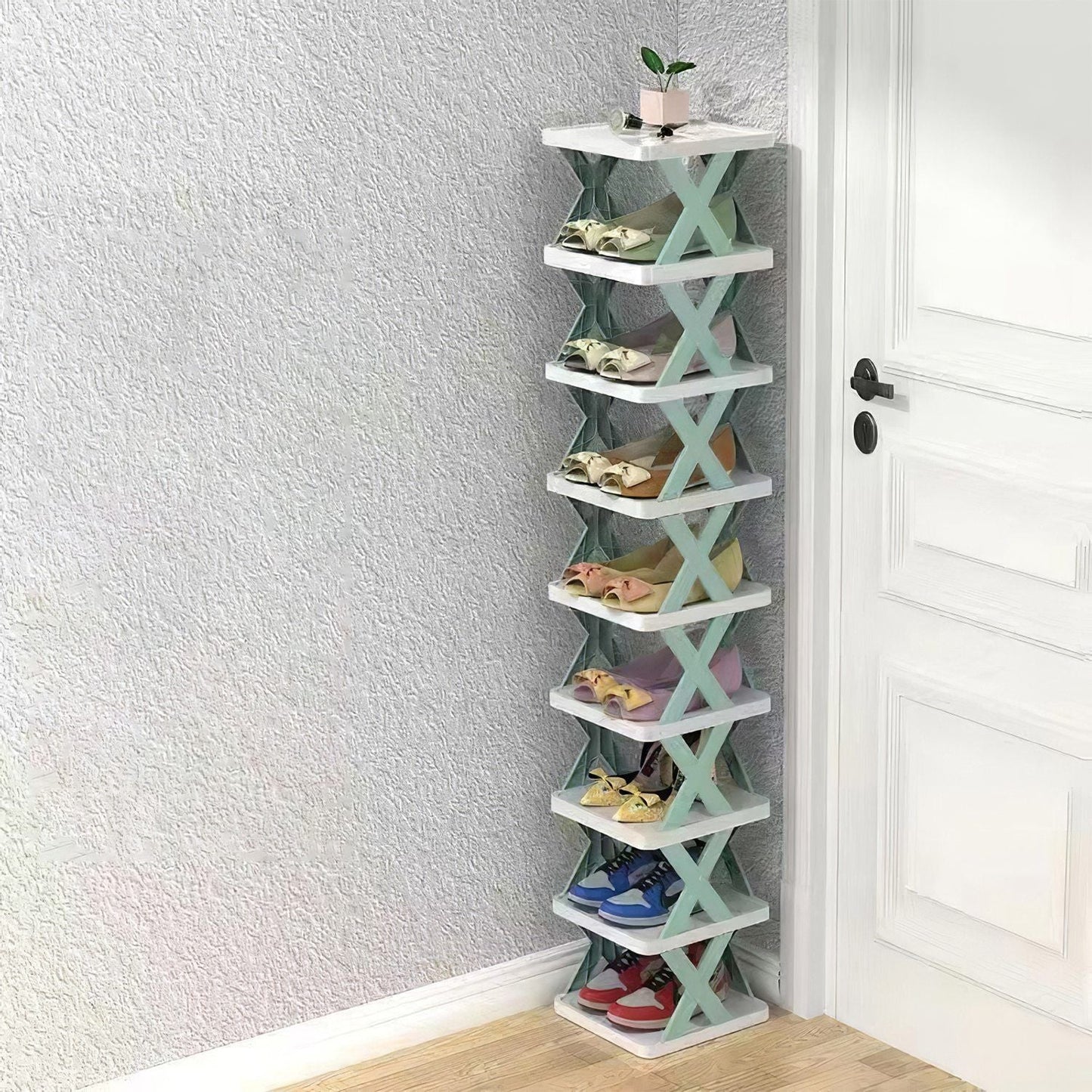 9Tier Narrow Entryway Shoe Rack Free Standing Vertical Shoe Organizer Plastic Shoes Storage Shelf Closet Hallway - Renee Lane Company