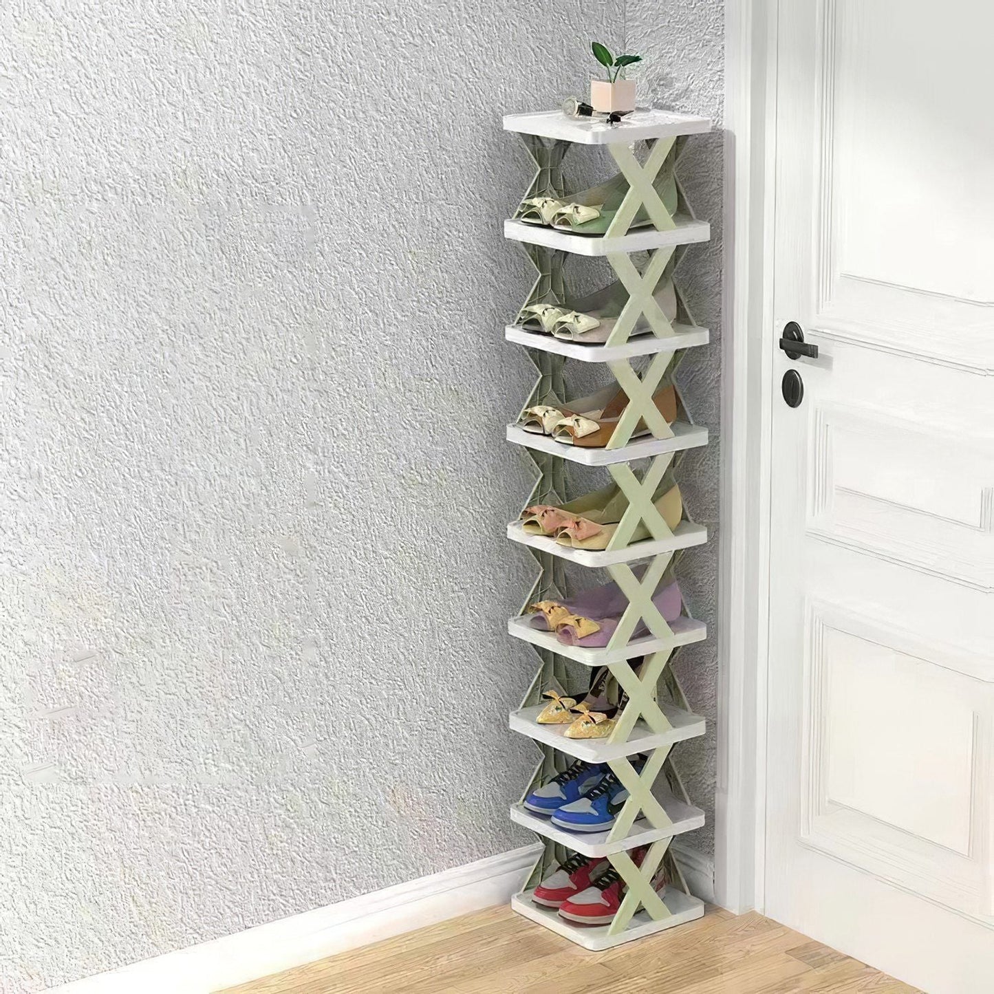 9Tier Narrow Entryway Shoe Rack Free Standing Vertical Shoe Organizer Plastic Shoes Storage Shelf Closet Hallway - Renee Lane Company