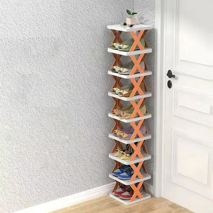 9Tier Narrow Entryway Shoe Rack Free Standing Vertical Shoe Organizer Plastic Shoes Storage Shelf Closet Hallway - Renee Lane Company