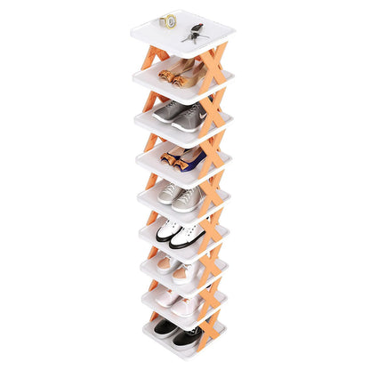 9Tier Narrow Entryway Shoe Rack Free Standing Vertical Shoe Organizer Plastic Shoes Storage Shelf Closet Hallway - Renee Lane Company