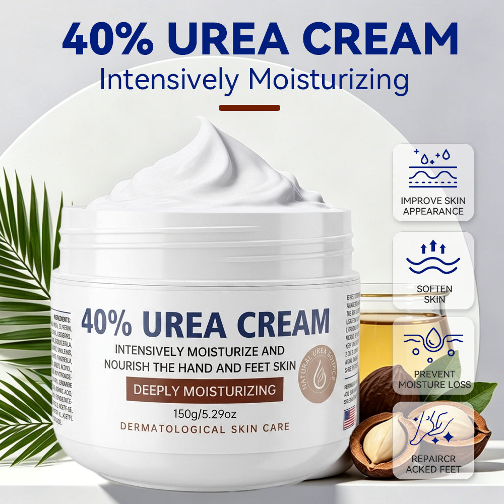 ETEB 40% urea cream jar, thick white cream dollop on top