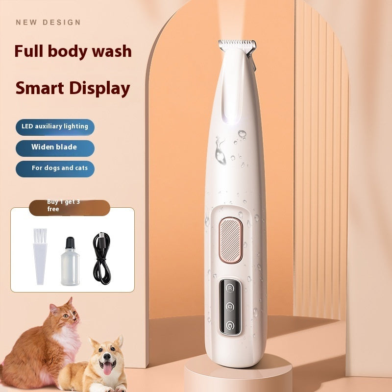 Pets Dog Paw Trimmer With LED Light Fully Waterproof Pet Hair Trimmer With LED Display Dog Clippers For Grooming Widen Blade - Renee Lane Company