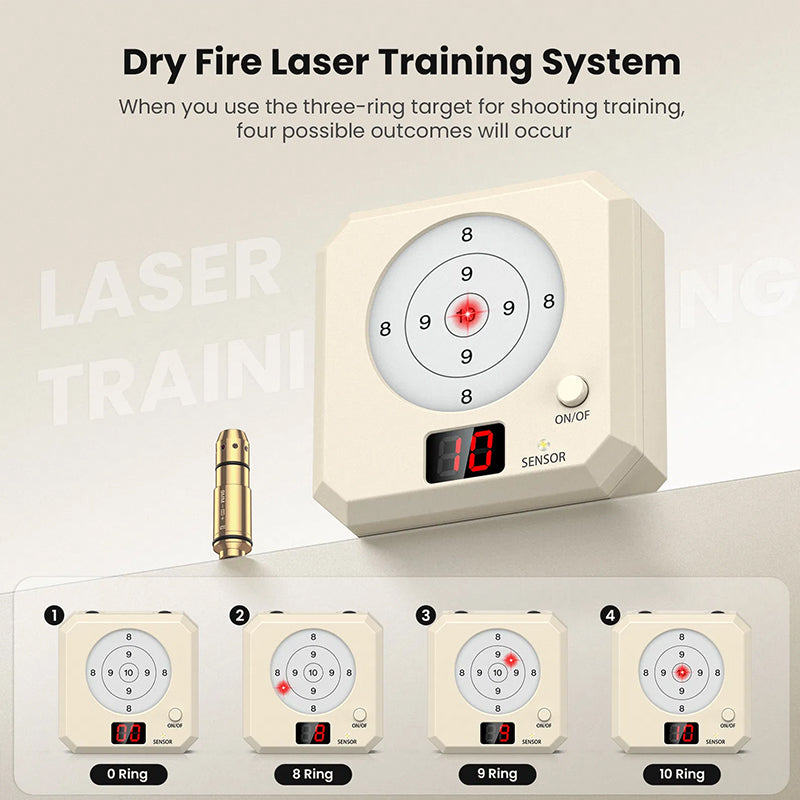 9mm Laser Training Kit, Dry Fire Laser Target with 9x19 Training Cartridge, USB Rechargeable Outdoor Electronic Shooting Target - Renee Lane Company