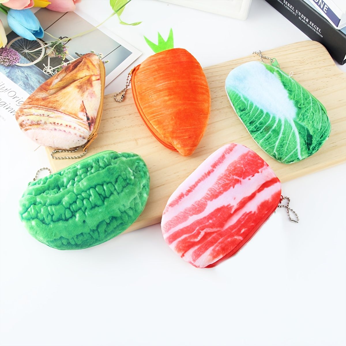 A Vegetable Meat Coin Purse Large Storage Stationery With Zipper For College - Renee Lane Company