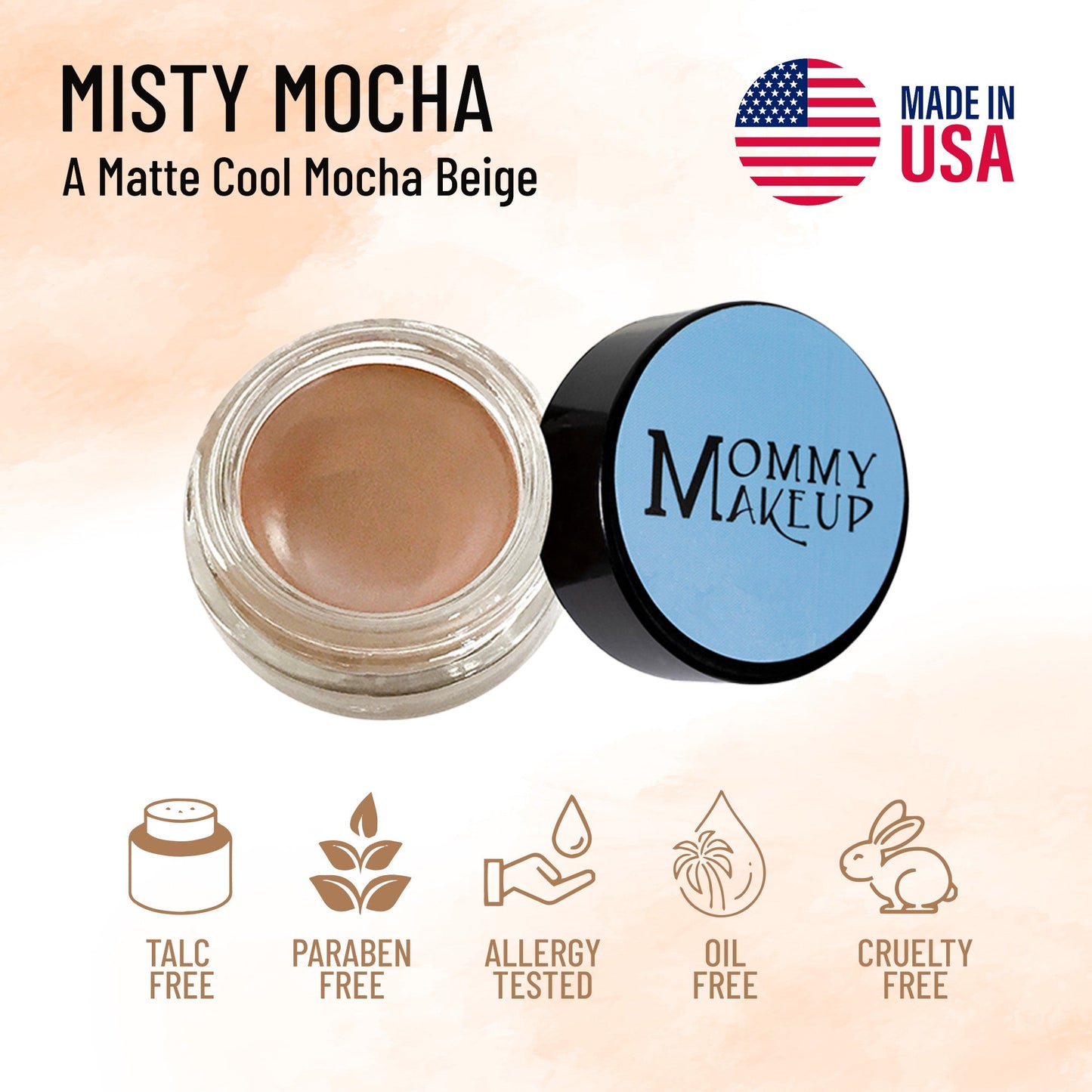 Misty Mocha creme-to-powder eye, cheek & lip jar with matching compact lid