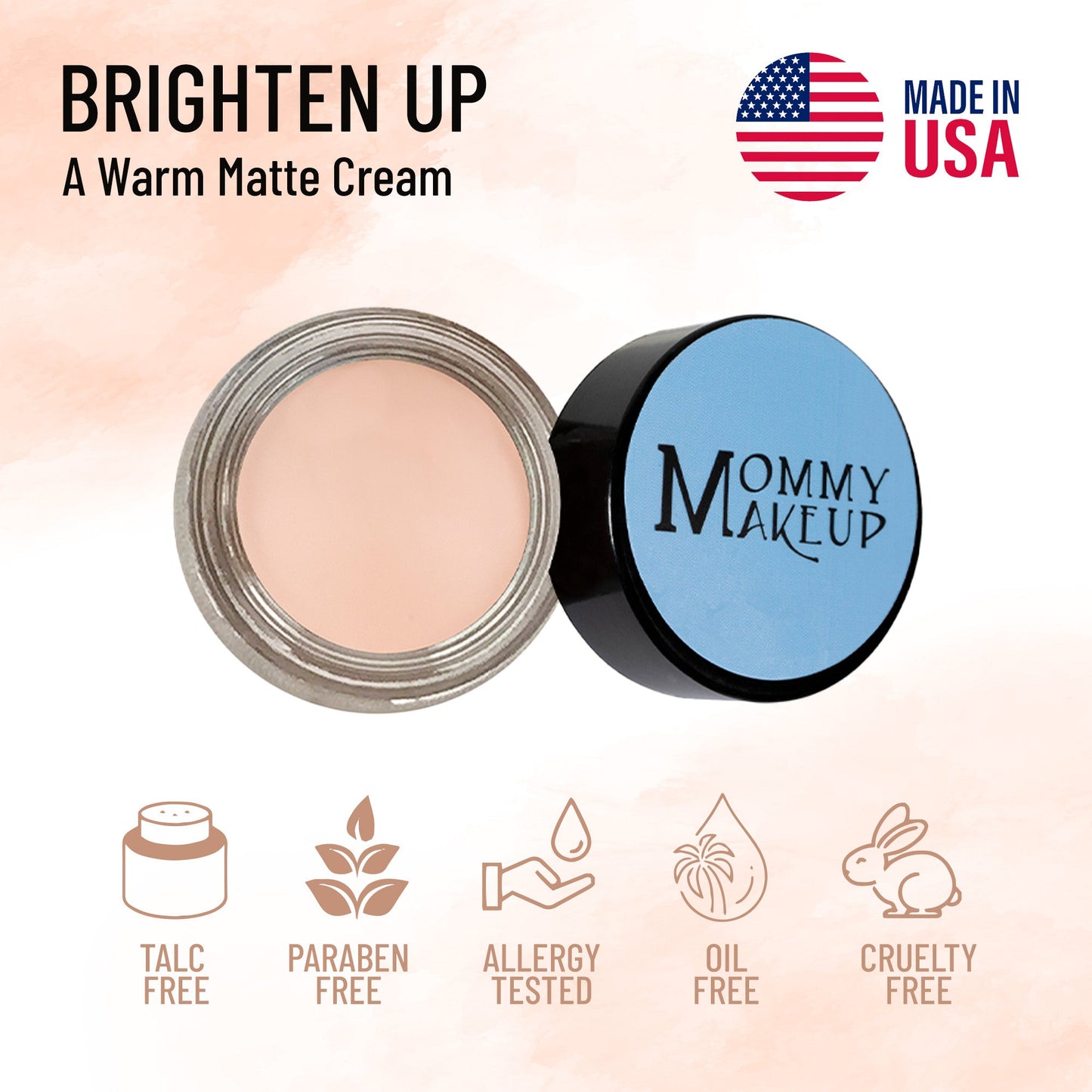 Warm matte cream in round jar and lid, with pale beige cream center