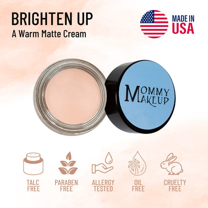 Warm matte cream in round jar and lid, with pale beige cream center