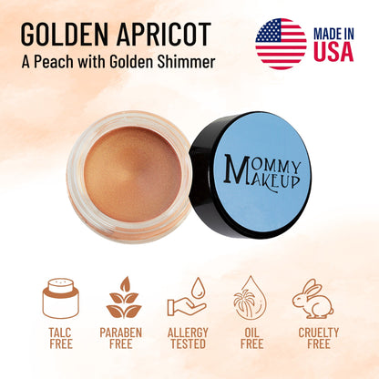 Golden apricot shimmer cream jar with matching round lid component.