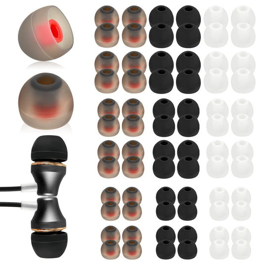 AOZUO 72PCS Replacement Earbud Tips Silicone Ear Bud Tips Soft Earbud Covers for in-Ear Headphones(Inner Hole 4.5mm -6mm) Earphone S/M/L (Gray) - Renee Lane Company