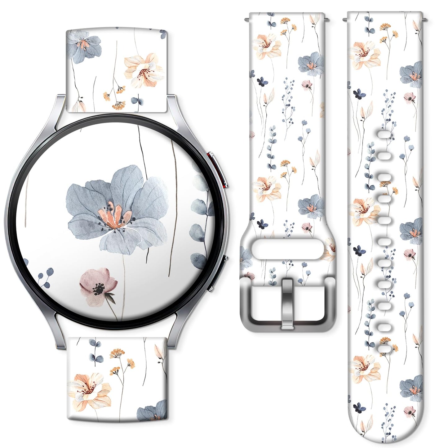 AURASWAY Sport Bands Compatible for Galaxy Watch 6 Band/Galaxy Watch 5/Galaxy Watch 4 Band Galaxy Watch 5 Pro/Galaxy Watch 3/Active 2 Watch 20mm Soft Silicone Sports Strap Women Men(Cute Flower) - Renee Lane Company
