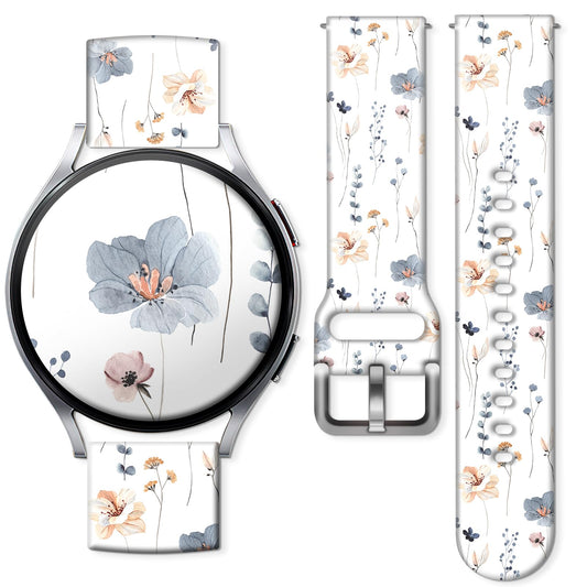 AURASWAY Sport Bands Compatible for Galaxy Watch 6 Band/Galaxy Watch 5/Galaxy Watch 4 Band Galaxy Watch 5 Pro/Galaxy Watch 3/Active 2 Watch 20mm Soft Silicone Sports Strap Women Men(Cute Flower) - Renee Lane Company