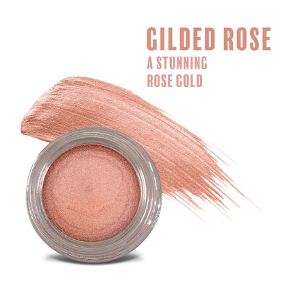 Rose gold cream-to-powder multi-tasking makeup jar, shimmer finish