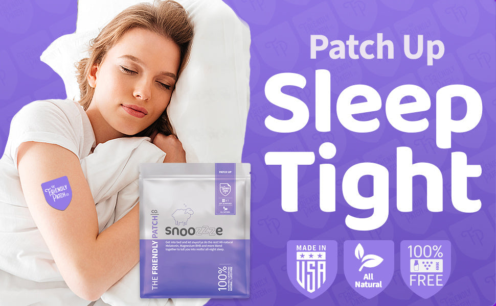 Snooze Melatonin Sleep Patches: Ashwagandha, Magnesium BHB, Valerian root Travel 8 Pack - Renee Lane Company