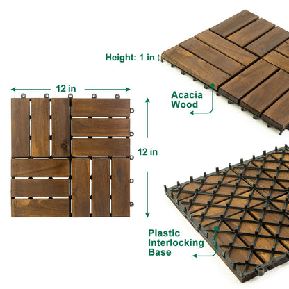 Acacia Wood Assembled Flooring , 10pack, 12 in. x 12 in. - Renee Lane Company