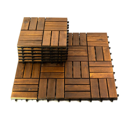 Acacia Wood Assembled Flooring , 10pack, 12 in. x 12 in. - Renee Lane Company