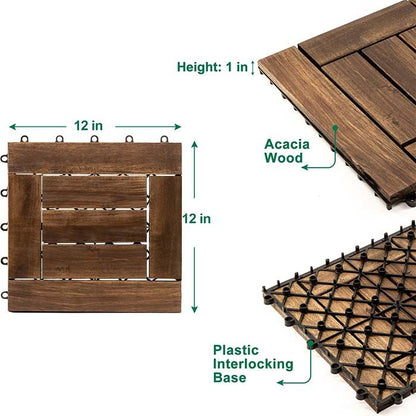 Acacia Wood Assembled Flooring , 10pack, 12 in. x 12 in. - Renee Lane Company