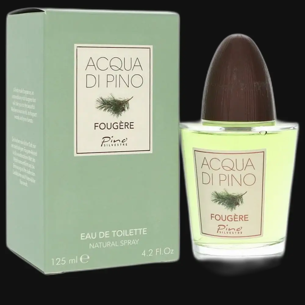 Men's fougère eau de toilette bottle with brown cap and mint box, 125 ml