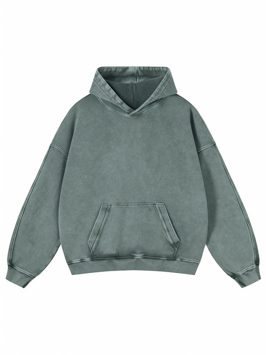 Adenorah Mens Hoodies Pullover Womens Oversized Y2K Fall Acid Wash Plain Cotton Heavyweight Hoodie Vintage Aesthetic Hooded Sweatshirt Green Large - Renee Lane Company
