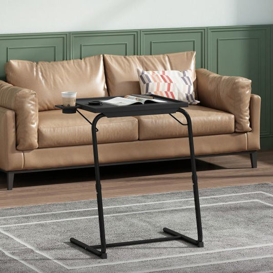 Adjustable TV Tray Table with Cup Holder;  Folding TV Dinner Table with 6 Height and 3 Tilt Angle Adjustments - Renee Lane Company