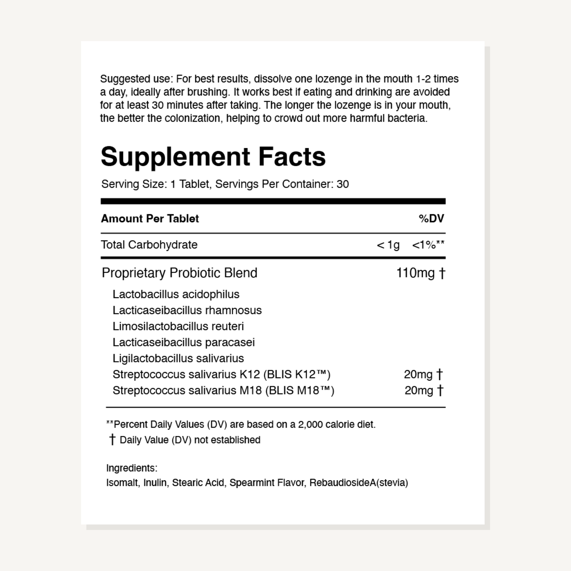 Advanced Oral Health Probiotic Mint - Renee Lane Company