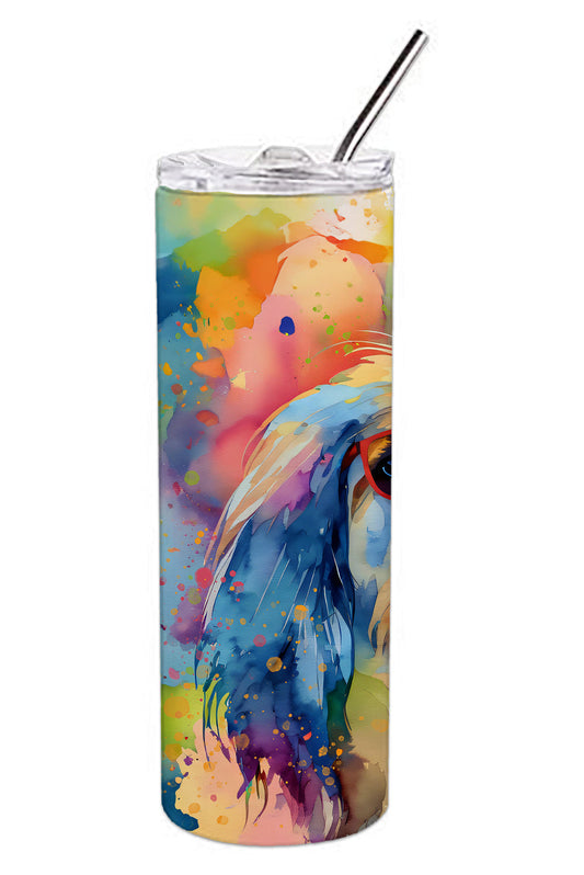 Afghan Hound Hippie Dawg Stainless Steel Skinny Tumbler Vacuum Double Walled Reusable Insulated Tumbler Travel Cup for Coffee Cocktails Gift with Lid, 20 oz - Renee Lane Company
